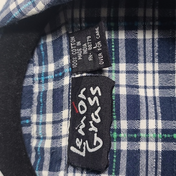 LEMON GRASS Short Sleeve Flannel Multi Color Casual Button Down Shirt Size Large - Picture 2 of 15